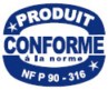 Producto conforme a la norma NF P 90 - 316